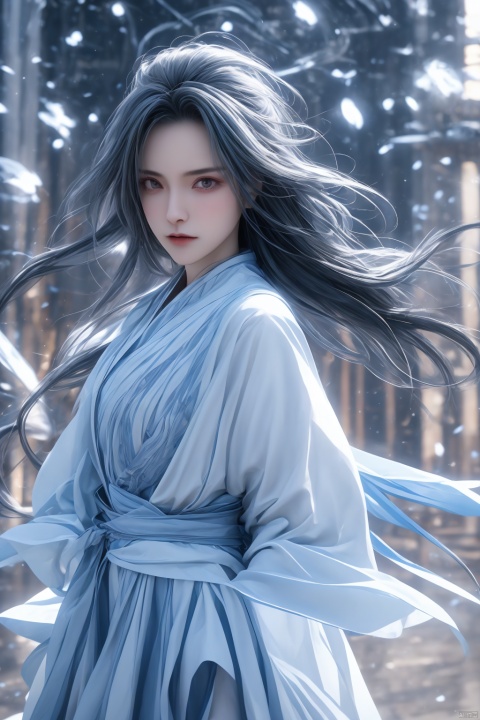 ((nsfw)),(sex),High detailed, masterpiece, Cowboy lens, A girl, solo, female focus:1.4, bangs, Medium chest, Gray hair: 1.4, long hair, White kimono, Hold a sword, Scabbard, Blue splash ink, Blue energy vortex, Blue light painting, fine gloss, Architecture, Ancient Chinese architecture, Night：1.3, Starry sky, Full moon, Film and television style, ray tracing, motion blur, Depth of field, sparkle, Surrealism, Conceptual art, reflection light, UHD, 8K, best quality, textured skin, 1080P, ccurate