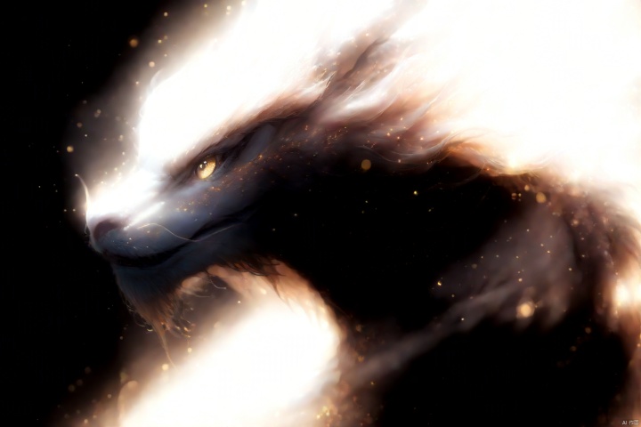  masterpiece,best quality,dragon, 
particles,dragon,no humans, simple background, solo, animal, from side, shining eyes,flying,eastern_dragon, particles,golden theme, dragon
