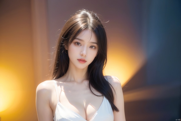  (1girl), light and shadow, glowing, black hair, long hair, wind, two-tone body, two-tone hair, (put nothing on:1.8),(cleavage: 1.4), shine tatoo, upper body, (photorealistic:1.4), flash, cinematic angle, mysterious, magical, obsidain, backlighting, fluctuation, 8k, photo, red, translucent, X-ray, goddess, (chakra:1.2),dress, glowing body, elegant, ntricate details, highly detailed,cinematic, dimmed colors, dark shot, muted colors, film grain, bokeh, realistic, realistic skin, depth blur, blurry background, The eye, 1girl