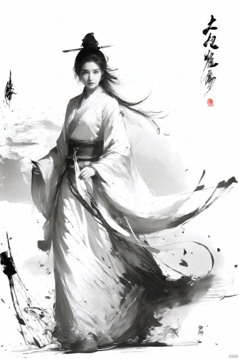  a woman with white hair holding a glowing ball in her hands, white haired deity, by Yang J, heise jinyao, inspired by Zhang Han, xianxia fantasy, flowing gold robes, inspired by Guan Daosheng, human and dragon fusion, cai xukun, inspired by Zhao Yuan, with long white hair, fantasy art style,,Ink scattering_Chinese style, smwuxia Chinese text blood weapon:sw,