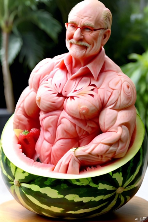  1man,male focus,Mature,penis,watermeloncarving
