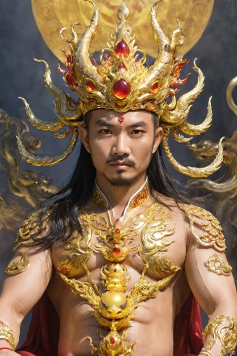  Eternal Dragon Emperor, the jewel on his crown is dazzling and dazzling, with delicate features, two bright and lively eyes, and a golden radiance emanating from his entire body,He holds the Seven Foot Heavenly Sword in his hand……, Oouguancong, rossball