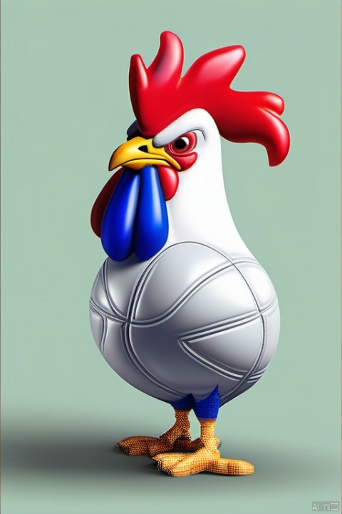An inflated rooster resembles a basketball