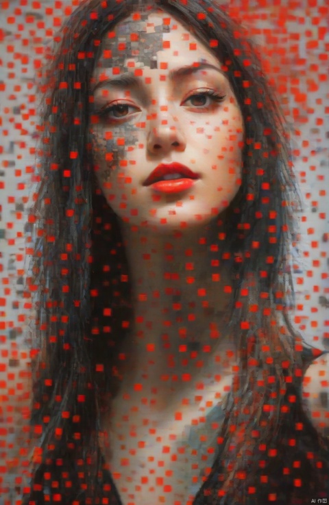  ,abstract portrait of 1girl,undefined gender,fragmented visual style,red and black color palette,evokes feelings of rebellion,passion,and freedom,blurred boundaries,high resolution,aesthetic,