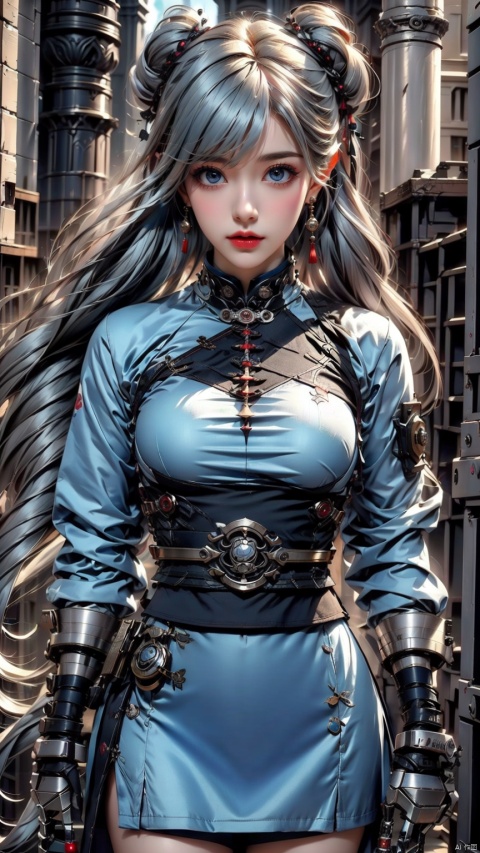  1 girl, solo, (upper body) female focal point, (Hanfu) (kimono) (skirt), blue long hair, (Chinese clothing) (blue eyes) (bright pictures) red lips, bangs, earrings, kimono, Chinese cardigan, print, tassels, (front view) (front view), sword (straight sword)
Elemental Whirlwind, Chinese Dragon_ Imagination__ Cloud winding_ Huoyun_ Dragon, Chinese architecture.
(Masterpiece), (very detailed CG Unity 8K wallpaper), the best quality, high-resolution illustrations, stunning, highlights, (best lighting, best shadows, a very exquisite and beautiful), (enhanced)·