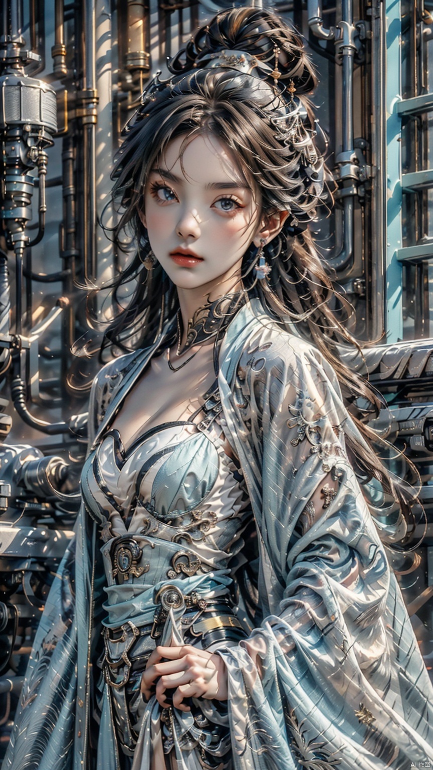 Girl, solo, female focus, (Hanfu) (kimono) (skin), long hair, (future technology), (color coating) (machinery), (cell color) (promotion) Red lips, bands, ears, kimono, Chinese cardigan, print, tassel, (face) (positive light),
Element whitewind, Chinese dragon_ Imagination__ Cloud_ Fire cloud_ Dragon, Chinese architecture
(Masterpiece), (Very Detailed CG Unity 8K Wallpaper), Best Quality, High Resolution Illustrations, Amazing, Highres, (Best Lighting, Best Shading, A Very Refined and Beautiful), (Enhanced) ·, 1 girl, Light electronic style, 1 girl, shining, drakan_ Longpress_ Dragon crown_ Address, Chineseclothes, dress, chang, myinv, dofas, machinery, Light-electric style,long sleeves
