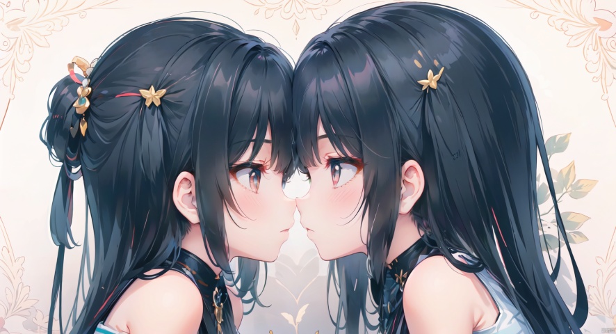 2 Girls, masterpiece, high quality, beautiful wallpaper, 16k, animation, illustration, positive view, perfect body, complete body, delicate face, delicate features, children, kissing, intense kiss, lesbian, loli, female primary school students, symmetrical_docking,