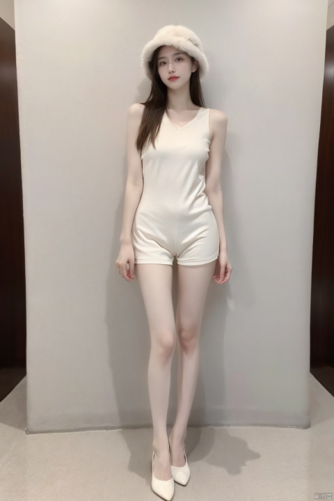 Best Quality, masterpiece, ultra-high resolution, (photo: 1.4), a beautiful girl in a plush hat, long bare legs, full body, naked, whole body, realism, HD 16K, emma, xiqing