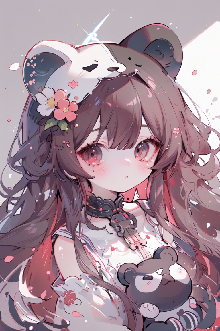 1girl:1.3, (line art:1.3), immunity:1.3, long hair, curly hair, loose hair, big hair, dense hair, black hair, red eyes, panda bear costume, intricate, simple, affordable, engraving, craftsmanship, (flowers, petals), enticing art pose, whimsical, absurdres, highres, ultra detailed, lora:more_details:0.5