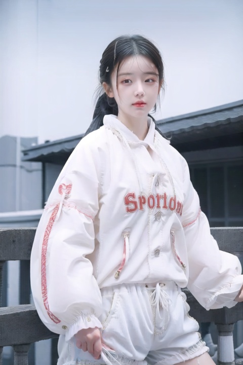 （（（（brassiere showing through wet sports white t shirt that is wet from sweat, school sports shorts, jogging around schoolyard, a face distorted by tired, sweat, black medium hair, messy hair, cute））））（masterpiece, high quality, best quality, 8k, more details)