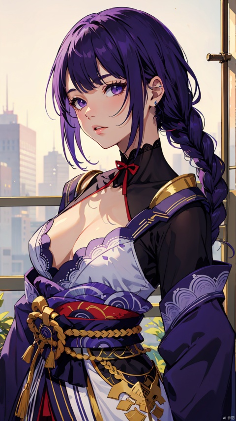 Raiden Shogun, Purple Hair, Braid