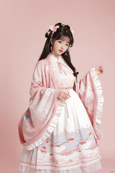  Lolita dress,object,dress focus,(no humans:1.4),product Design,dynamic graphic art,professional simbol design4k,like photos,product map,white background,ultra high res,pink tone color,lovely pattern, arien_hanfu
