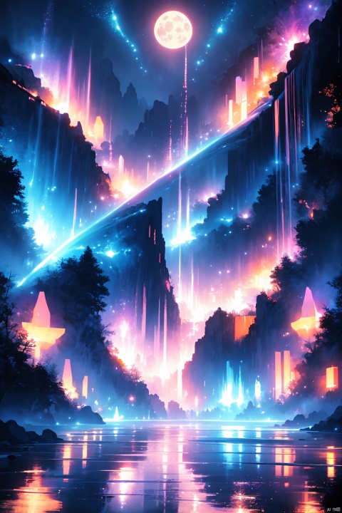  Masterpiece,High quality,Surreal,Multiple exposure scene,1 girl,Mechanical wings,Woman's figure,Intertwined,Extreme detailed,Celestial patterns,Conveying,Sense of cosmic connection,Science fiction,Electric particle effect, ethereal dragon, sky, 1girl，expansive landscape photograph,(a view from below that shows sky above and open field below),a girl standing on flower field looking up,(full moon:1.2),( shooting stars:0.9),(nebula:1.3),distant mountain,tree BREAK
production art,(warm light source:1.2),(Firefly:1.2),lamp,lot of purple and orange,intricate details,volumetric lighting,realism BREAK
(masterpiece:1.2),(best quality),4k,ultra-detailed,(dynamic composition:1.4),highly detailed,colorful details,( iridescent colors:1.2),(glowing lighting,atmospheric lighting),dreamy,magical,(solo:1.2)