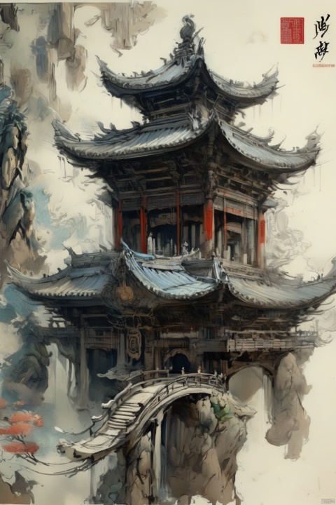  Fantasy, (ink style), (Chinese elaborate-style painting), Laputa, sky, city made of light, fairytale, city covered, Avatar, Epang Palace, Tyndall effect, highly detailed, (irregular building floating in the air), fantasy art, light shafts, high detail, masterpiece, high detail, tilt shift, excellent lighting, super detail, depth of field, science fiction, Cyberpunk, masterpiece, best quality,((ultra-detailed)), Original, ananmo, black and white, greyscale, wash painting, Chinese traditional painting, monochrome, sketch, minimalism, pencil drawing, clear lines, low angle shooting, A minimalist design