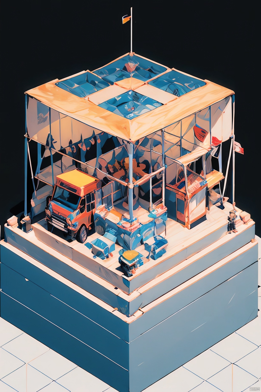(Isometric Perspective:1.5),(Pixar Style:1.2),Amusement Park,Ferris Wheel,Circus,monkey,lion,tiger,flag,multimorph model game asset,pixel art,minecraft,LEGO style,tilt displacement,IP,blender,OC render,best quality,4k,super detail