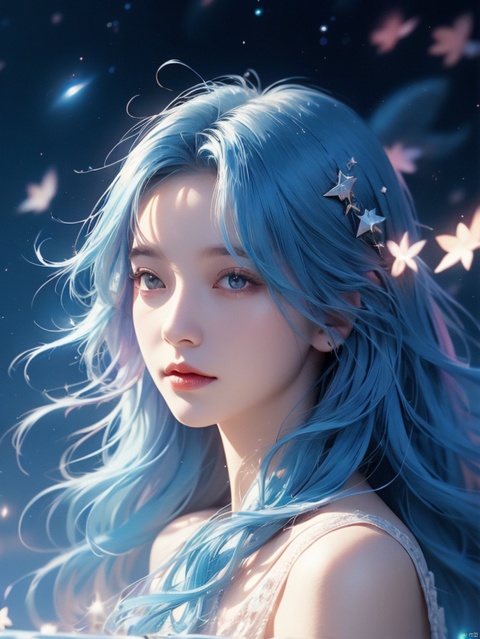  (Reality :1.3), Official art, Uniform 8k quality, Super Detail, 1 girl，emikukis, multicolored hair, blue hair, pink hair, best quality, master piece, Night, Sky, Stars, Star, Starry Sky, Beauty, Galaxy, Galaxies, Water, Reflection, Reflective, Glass, Girl, POV, Moon, Stars, Nighttime, Scenery, Night, Sky, Stars, Star, Starry Sky, Beauty, Galaxy, Galaxies, Water, Reflection, Reflective, Glass, Girl, POV, Moon, Stars, Nighttime, Scenery, emikukis, multicolored hair, blue hair, pink hair, best quality, master piece