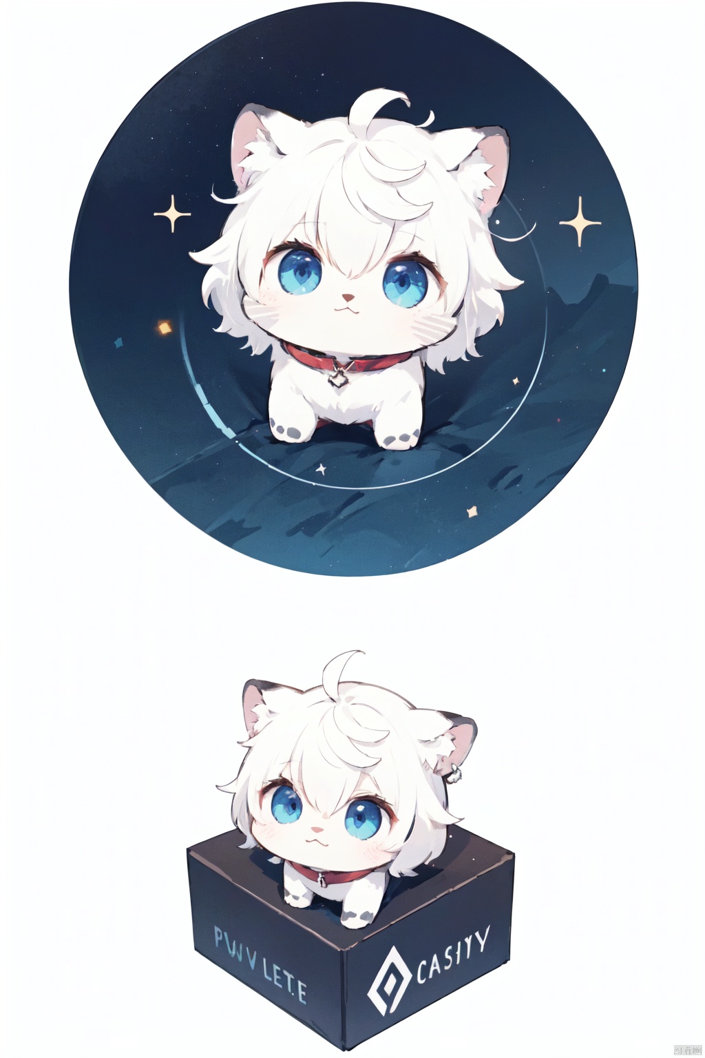 cute tiny  hyperrealistic white tiger with different color eyes waring a necklace, Chibi, adorable and fluffy, logo design, cartoon, cinematic lighting effect, charming, 3D vector art, cute and quirky, fantasy art, bokeh, hand-drawn, digital painting, soft lighting, isometric style, 4K resolution, photorealistic rendering, highly detailed clean, vector image, photorealistic masterpiece, professional photography, simple space backdrop, flat white background, isometric, vibrant vector