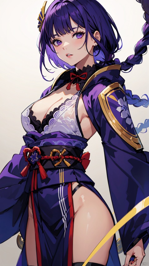 Raiden Shogun, Purple Hair, Braid