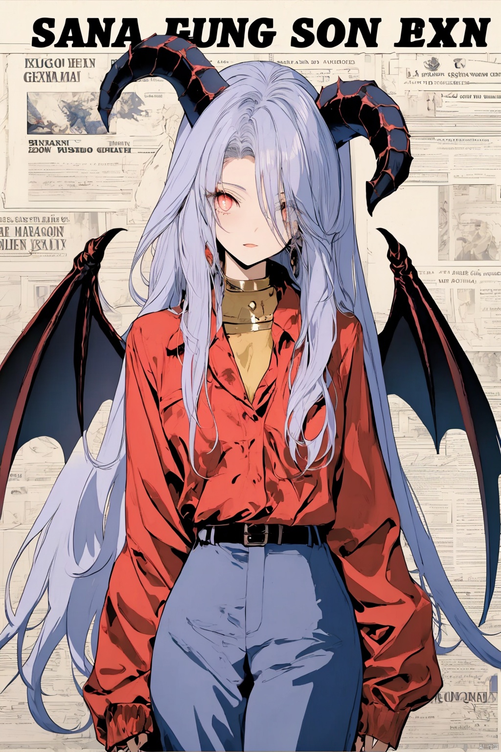 maam, dragon quest, insanevoid, glowing eyes, extra eyes, horror \(theme\), Demon Girl, Horns, Wings