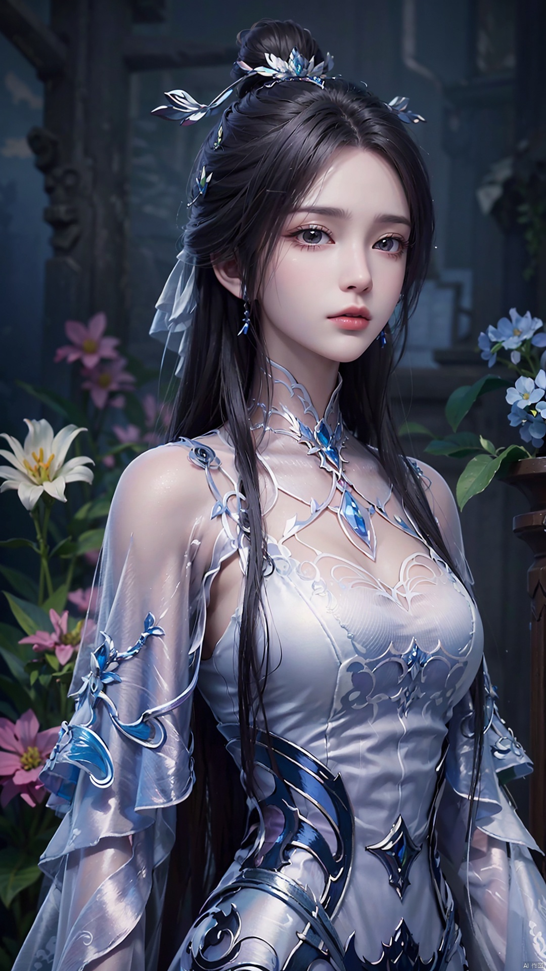 A woman wearing a lilac dress with flowers

(masterpiece), ((best quality)), (( 8k wallpaper)), ((ultra high resolution)), good composition, (ultra-detailed), illustration, beautiful art, artistic, realistic, beautiful, good art, 、