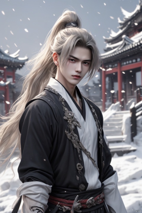 Yanqing,Yanqing from Honkai Star Rail,young boy,blonde,long hair in a ponytail,handsome