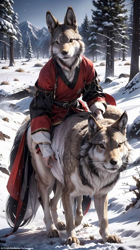 In the harsh winter season, when the ground is covered with snow and the trees are leafless, the hunt for hares by hungry wolves becomes especially difficult and dangerous. Wolves gather in packs to hunt together. They search for prey by circling their hunting grounds.
Wolves hunt hares at dusk or dawn, when the hares come out to look for food. Wolves wait patiently for their prey, hiding behind trees or in bushes. When a hare appears, wolves attack it, trying to take it by surprise.
If the hare tries to escape, wolves chase it over snowdrifts and other obstacles. Sometimes wolves trap a hare to share the prey with other pack members.
Hungry wolves hunt hares to survive the harsh winter., starrystarscloudcolorful