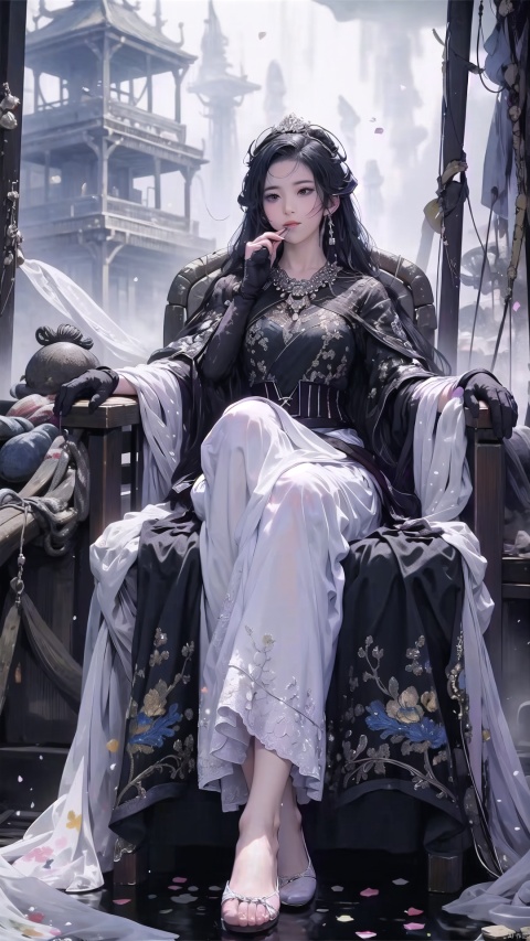  zukong,foot focus,foot up, (beautiful, best quality, high quality, masterpiece:1.3) ,
(full_body:1.2),solo, solo focus,hidden hands,
(nsfw:0.5),huge breasts,Oval face, Water snake waist,big eye,Big wave hairstyle,
Black lolita gothic, Black bridal veil,Black bridal gauntlets,(fingerless gloves),bouquet, Crystal earrings, Crystal necklace, Black wedding headdress,
(no background),18yo girl, liuyifei, zukong, Apricot eye，Masterpiece, best quality, 8K, high res, ultra-detailed, more_details:1.5, absurd res, destroy town, fire, fire, sadness, soldiers, confused, silhouette, light particles, Theme: Dream, blurred, mysterious  Painting style: (watercolor style), flow and penetration, light and transparent  Artistic style: (Impressionism), capturing light and atmosphere  Special lens: (fog lens, blur processing)), silhouette, light particles, Theme: Dream, blurred, mysterious  Painting style: (watercolor style), flow and penetration, light and transparent  Artistic style: (Impressionism), capturing light and atmosphere  Special lens: (fog lens, blur processing))，Pirate girl smoking a pipe
