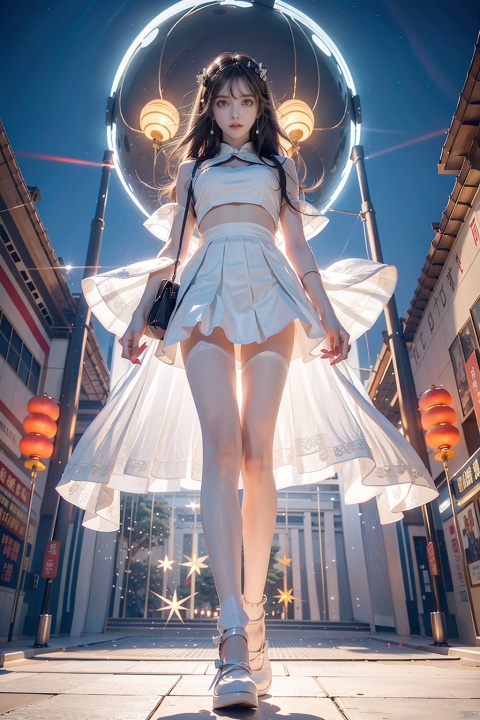  1 Girl, solo, glowing, glowing eyes,
Perfect body, pretty face with details, whole body, shoes, long eye browses, big, cut eyes, movie lights, Movie lights, strong contrast, high level of detail, best quality, masterpiece, white background, Chinese style, midjournal portal,pantyhose,super long legs,