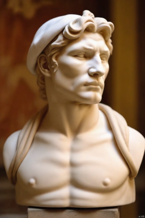Facial horse body, Michelangelo sculpture style, European white face,