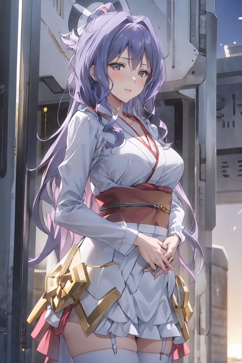  whole body, view straight on, standing, extremely detailed body, girl,woman,female, young,20 years old, long hair, hime cut, hair over shoulder, black hair, shiny hair, snowflakesdetailed cute anime face, light smile, complex details beautiful and delicate eyes, parted_lips, delicate hands, medium_breasts, thighs, brown eyes, bright skin, kimono, white Clothes, outdoors, dusk sky, sunset, backlighting, extremely CG, ultra detailed, very precise detailed,