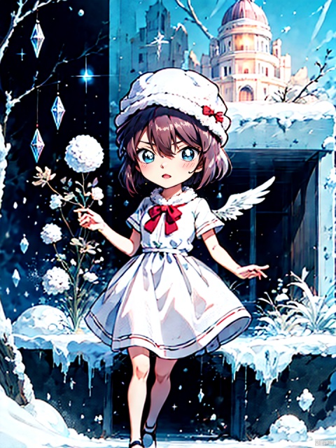  HaibaraAi,Best quality,masterpiece,Extremely high resolution,1 loli,looking at the audience,detailed face,short hair,deep eyes,dress,full bodyimage,masterpiece, best quality, mtianmei, mpaidui, HaibaraAi, Anime, fantasy, magic,HaibaraAi，no humans, 1 animal, cute rabbit, white rabbit, fluffy, bipedal, wings on the rabbit's back, blue eyes,
Frozen Tundra background,Polar Night Sky,Fluffy snow, snowing,starlight, star,Horrible unknown,Kawaii, cute, pretty, anime, pastel, neon