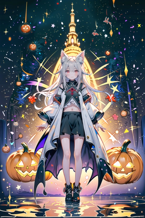  loli,(soles),(full body),（1girl：0.3）,fox girl,fox ears,fox tail,masterpiece,best quality,ultra-detailed,extremely detailed 8k wallpaper,,(white cloth,torn clothes,wet clothes）,dramatic angle,cinematic lighting,wet,naked bandage,Pumpkin, navel, witch, Halloween, yamamura_sadako,（Girl standing in the distance）
