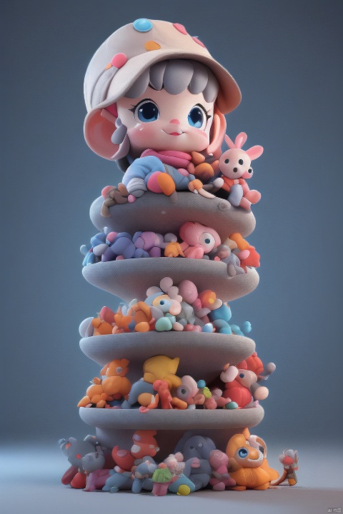  A cute and technological IP with toys and babies as the theme
, 3d stely，colorful，