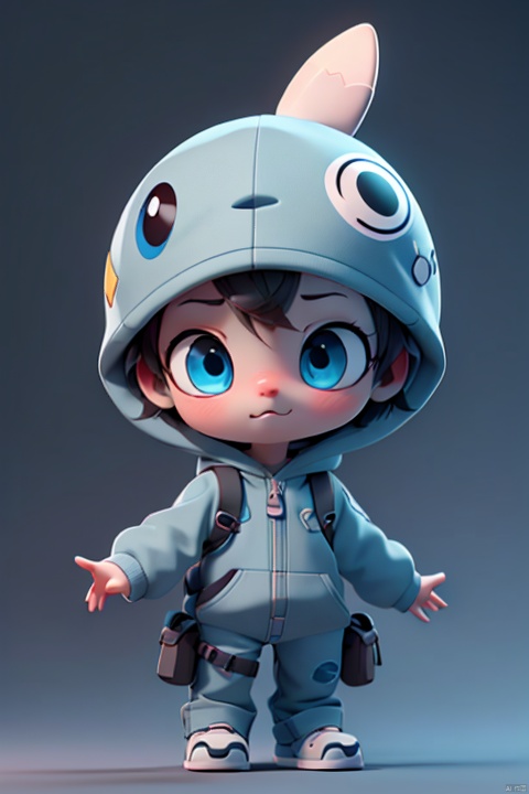  A cute and technological IP with eyes and babies as the theme
, 3d stely，colorful,