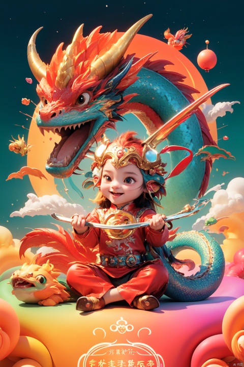 Colorful, cute pets, illustrations cartoon cute art style, body, helmet, (masterpiece) , original, rich details, extremely exquisite, colorful theme, 3D stele, Dragon Claw, snake, colorful background