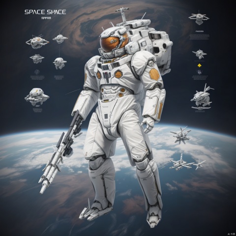 A space ship A space soldier Space mecha