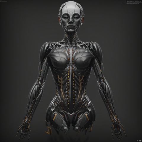A robot, minimalist styling, industrial design, human-like, exoskeleton, transparent, grey background,, inhuman, robot, mecha, science fiction, realistic, non-human robots