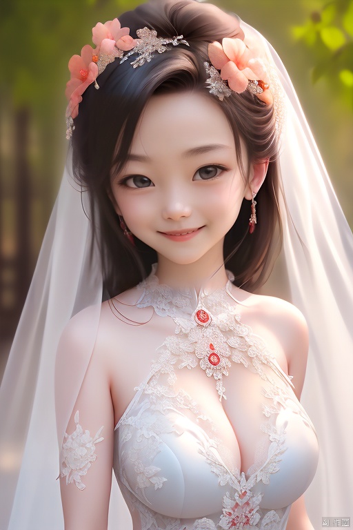  A close-up portrait of a Young Chinese bride with shallow depth of field, highlighting their eyes and creating a sense of intimacy. --s 250 --style raw