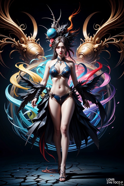 Best Quality,full body, masterpiece, ultra-high resolution, (photo realistic: 1.4) , Surrealism, Fantastical verisimilitude, fantastical creation, thriller color scheme, surrealism, abstract, psychedelic, 1 girl,