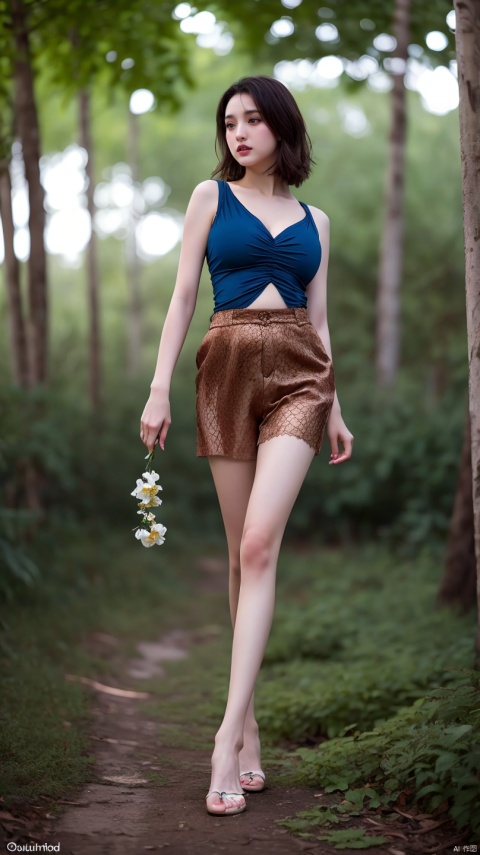  (masterpiece,best quality),1 Girl,Breasts, cleavage,(full body:1.2),(in blue lush jungle with flowers and birds:1.2),3d render,cgi,symetrical,35mm,(intricate details:1.12),HDR,(intricate details,hyperdetailed:1.15),natural skin texture,hyperrealism,soft light,(sharp:1.3),(buy: 0.7),((outdoor)),(Wet body:0.8),(blur background:1.2),bokeh,(realistic lighting:1.3),(film noise:0.8),(film grain:0.8),((background defocused)):1.2,(Cougar:1.6),(loli:1.2),(10yo:1.2),(slouth, 0.7), im,(thin:1.1),yellow short pants,(long leg:1.3),(from below:0.9),bare foot,thong,fisheye lens,super wide angle view, ((poakl))