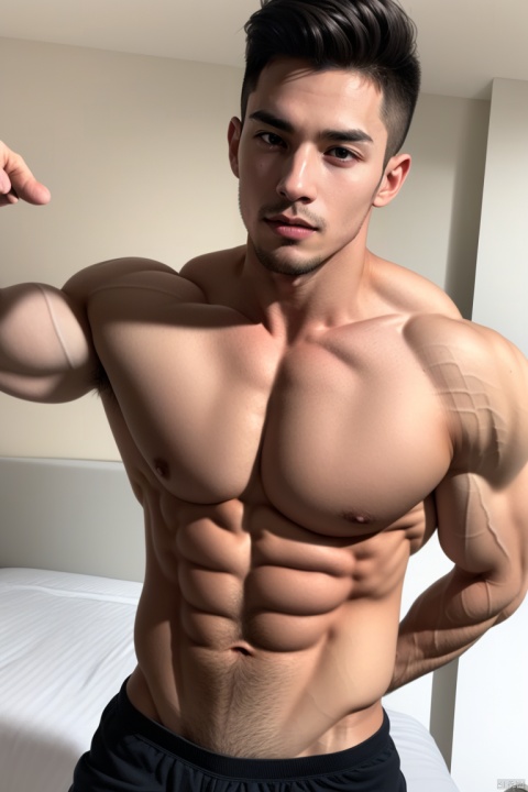 A muscular man who just woke up in the morning, Muscular Male