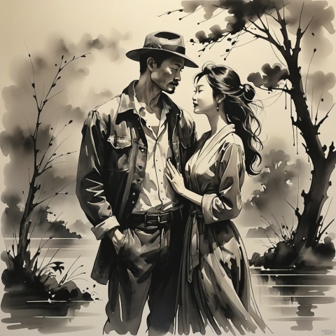 Ink wash painting
lovers