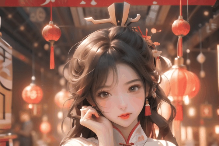  Lunar New Year,Spring Festival,Year of the Dragon,(Happy New Year ),1girl,loli,Behind the scenes,the Eastern Dragon, loli