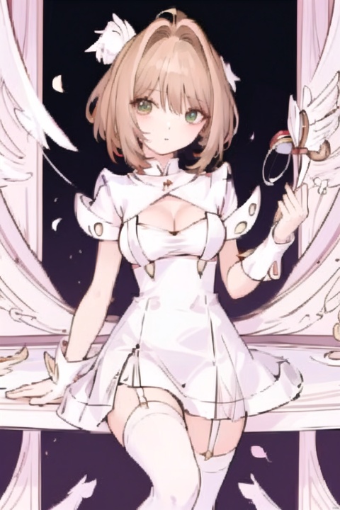  cardcaptor sakura,Super exquisite, fair skin, details, large breasts, cleavage, lace decoration, delicate and smooth legs, suspender white stockings.exquisite clothes, perfect female figure, girl, temptation, charming expression, eye contact, dynamic posture, looking at viewer,sex