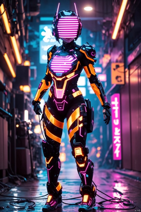 1 Girl, Full Body, Stand-Up, Future Mechanical Nanosuit, Cyberpunk,