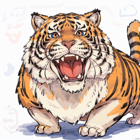a little tiger, looking_at_viewer,  teeth, angry, 