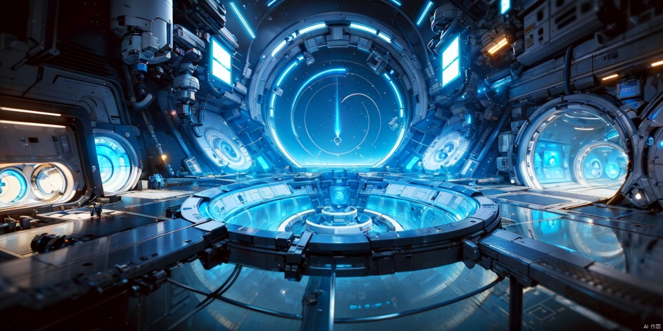  Masterpiece, High Quality, 8K, Futurist Laboratory, (Masterpiece, Top Quality, Best Quality, Official Art, Beauty and Aesthetics: 1.2), (8K, Best Quality), CGgame Architecture C4D nsw, No Man, Future Science Fiction Style Space Station, suspended in space, made of silver plated material, presenting a smooth and futuristic surface, reflecting the faint light of the galaxy. The main structure of the space station is circular, consisting of several huge circular modules. The space station is surrounded by countless transparent compartments with glass floors and walls inside. In the center of the space station is a huge solar energy accessory that collects energy from stars and converts it into an independent operating power system. This attachment is known for its complex structure and futuristic appearance, providing sufficient and reliable energy supply for the entire space station.
