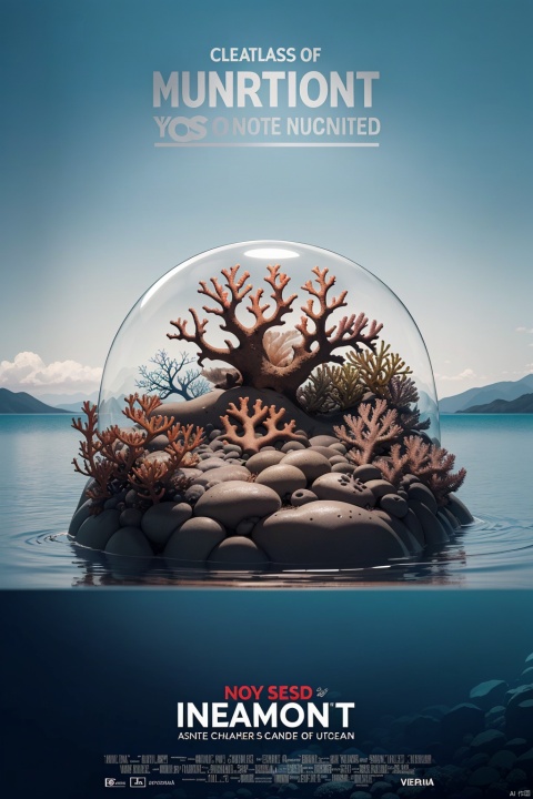  The main body of the poster is a huge transparent bubble hand, inside is the only clean piece of pure land, outside is a pile of skeletons eroded by nuclear sewage, and some garbage floating in the water, bubble hands have also mutated from nuclear sewage, as have the fish and coral inside.
, vector illustration, MinimalistPoster, ohwx outline