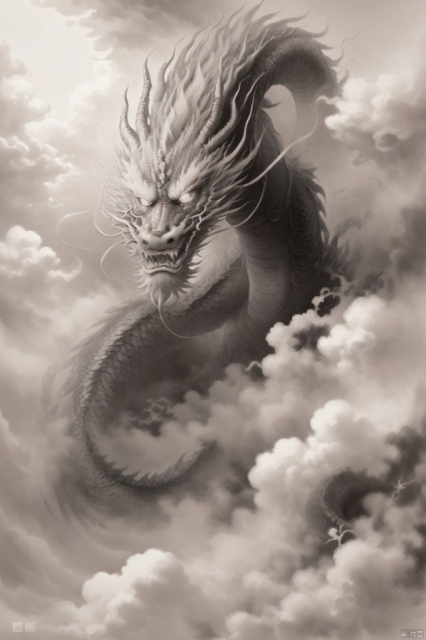  (best quality, super detailed,actual:1.37), an ink dragon, monochrome,within the mist, expression, clows, auspicious clouds,full body,delicate eyes. Chinese Dragon, Clouds

, Chinese Dragon, loong