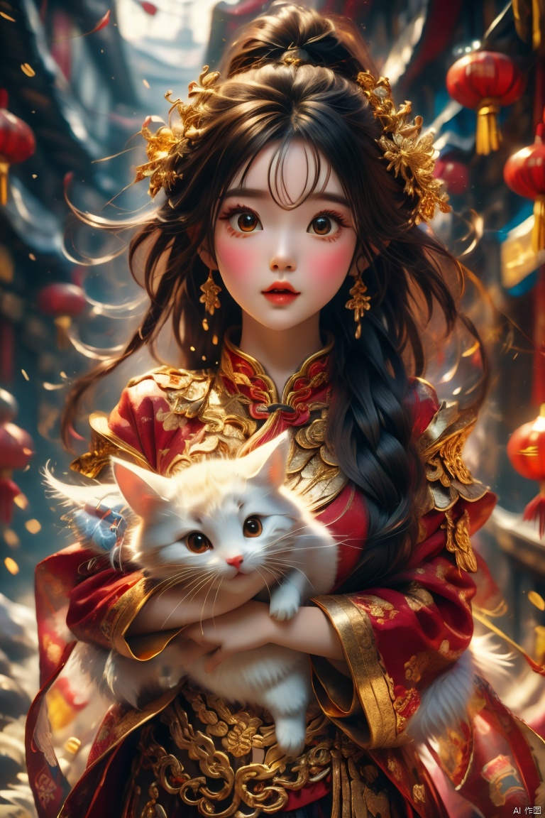  (best quality,4k,8k,highres,masterpiece:1.2), god of wealth, spring Festival elements, gold, gold, gold, red, baby, new year clothes, run to the audience, Blurred Background, Scattered, splashed riches, solo, ultra hd, (best quality), high detail, 8k, holding, running background, looking, run, dofas, , Light master